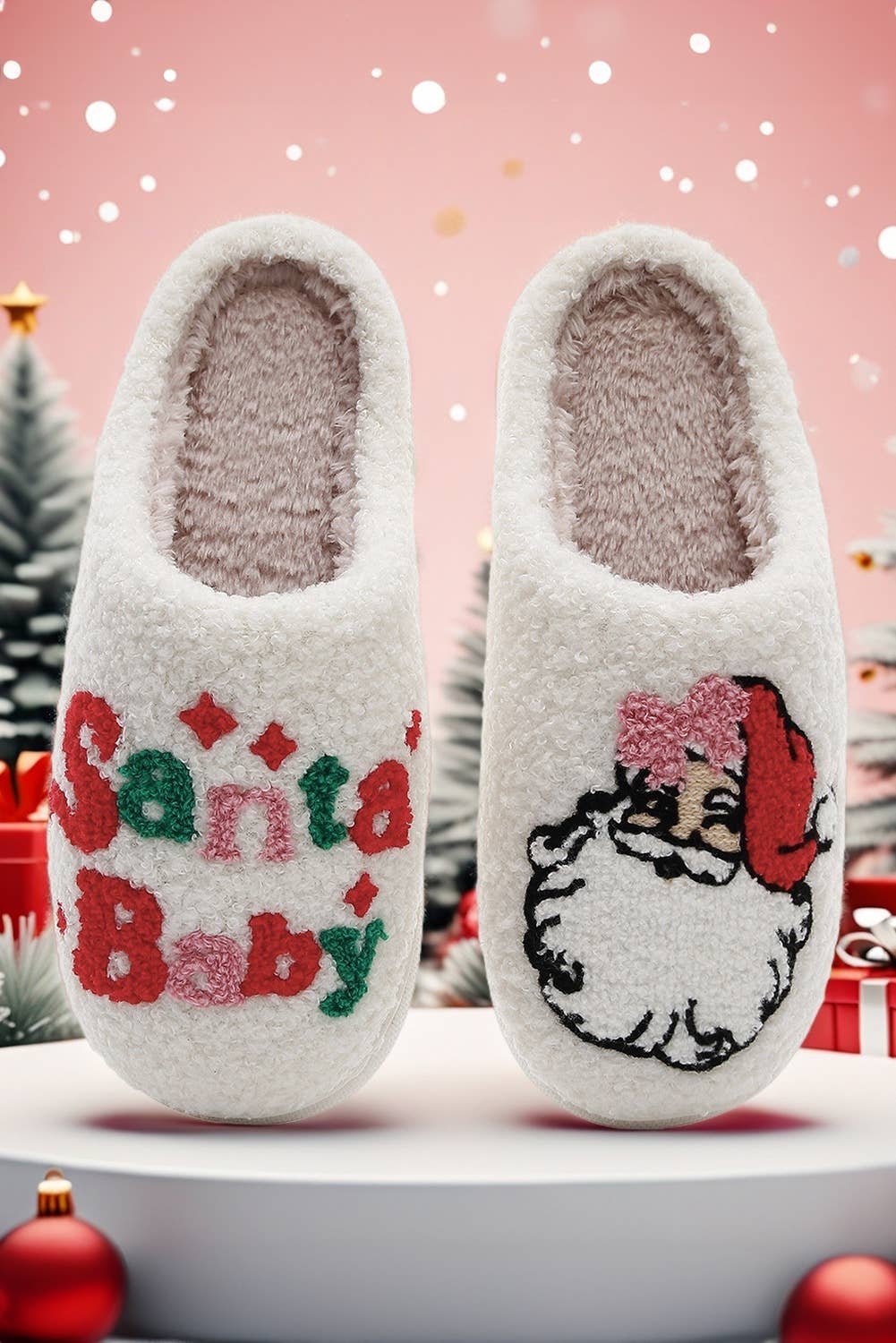 Plush Santa Baby Christmas Asymmetric House Slippers