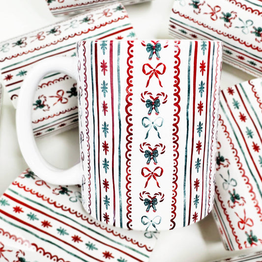 Christmas Wrapping Paper Ceramic Coffee Mug 11 oz.