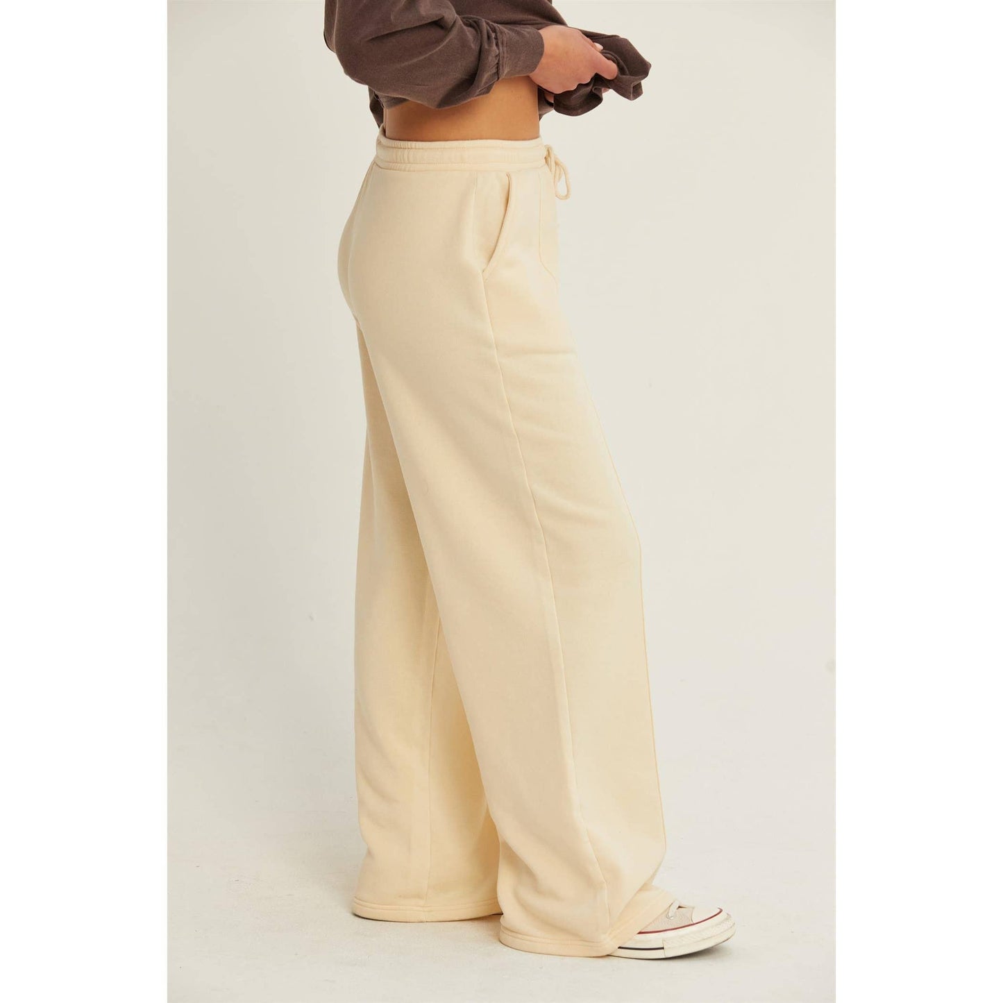 HIGH-WAIST DRAWSTRING PANTS: ALPACA