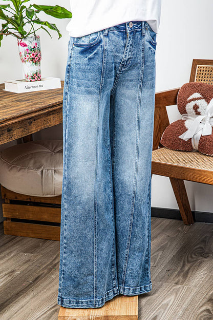 Central Seamed Wide Leg High Waist Jeans