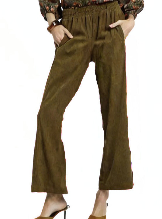 Olive Pull On Corduroy Cropped Pants - Posh Finds
