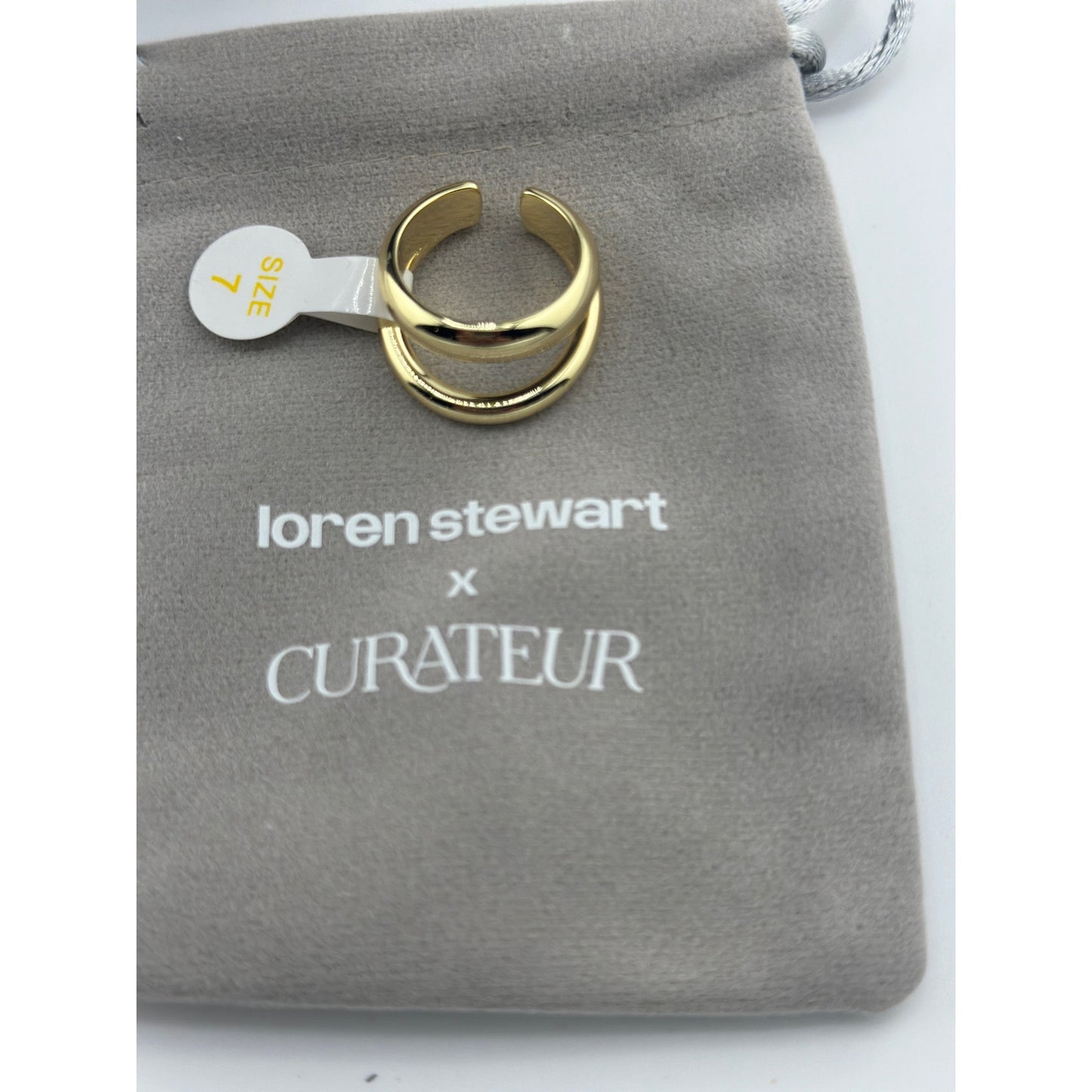 Loren Stewart x Curateur - Deux Open Band 14k Gold Plated Gold Ring Size 7 NWT