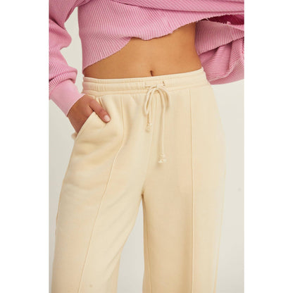 HIGH-WAIST DRAWSTRING PANTS: ALPACA