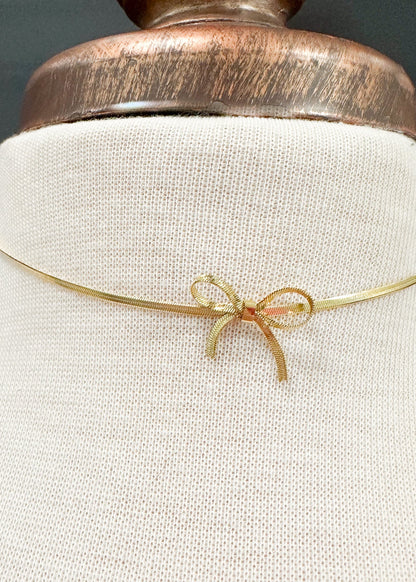 Ribbon Bow Necklace Gold and Silver