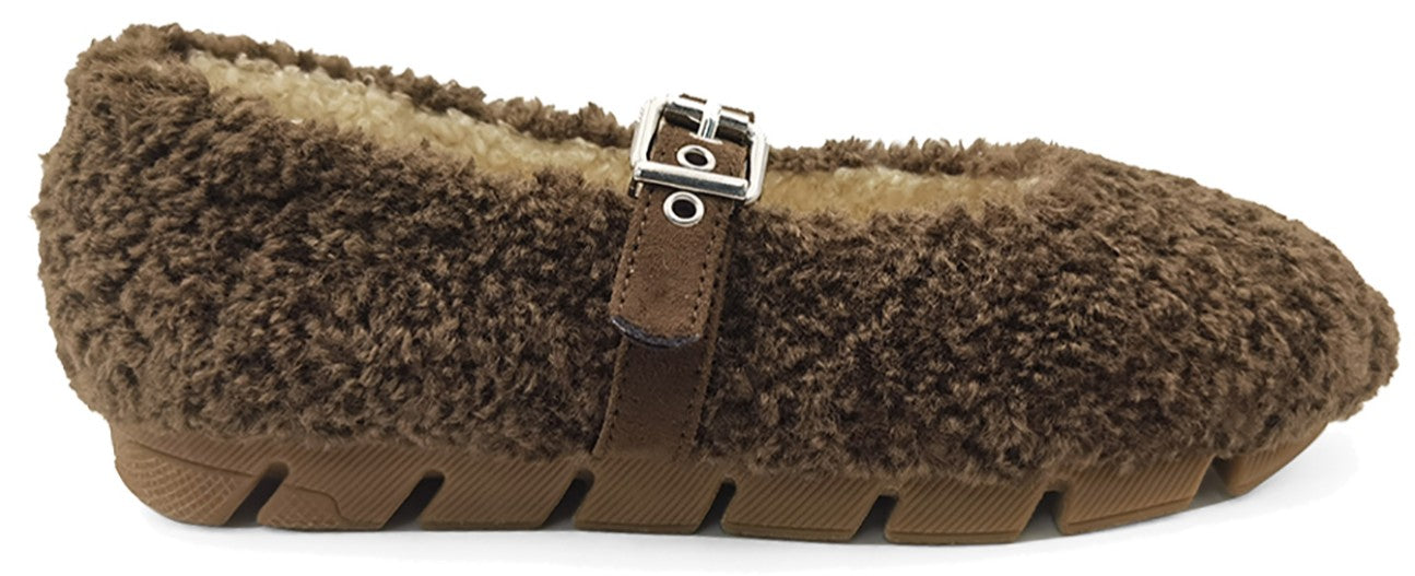 Kayti Mary Jane Sherpa Brown Shoe