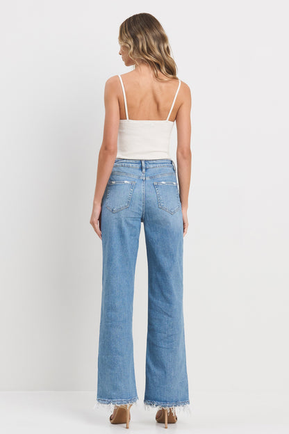 High Rise Wide Leg Jean in Medium Blue