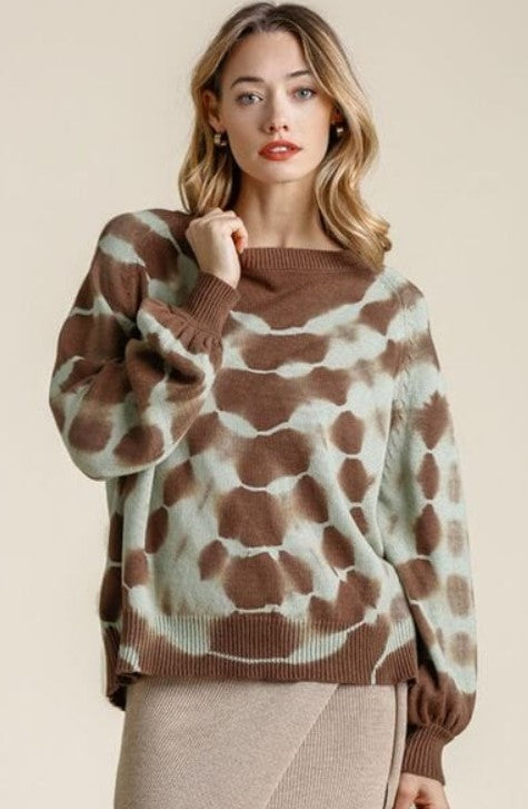 Plus Size Brown and Sage Sweater