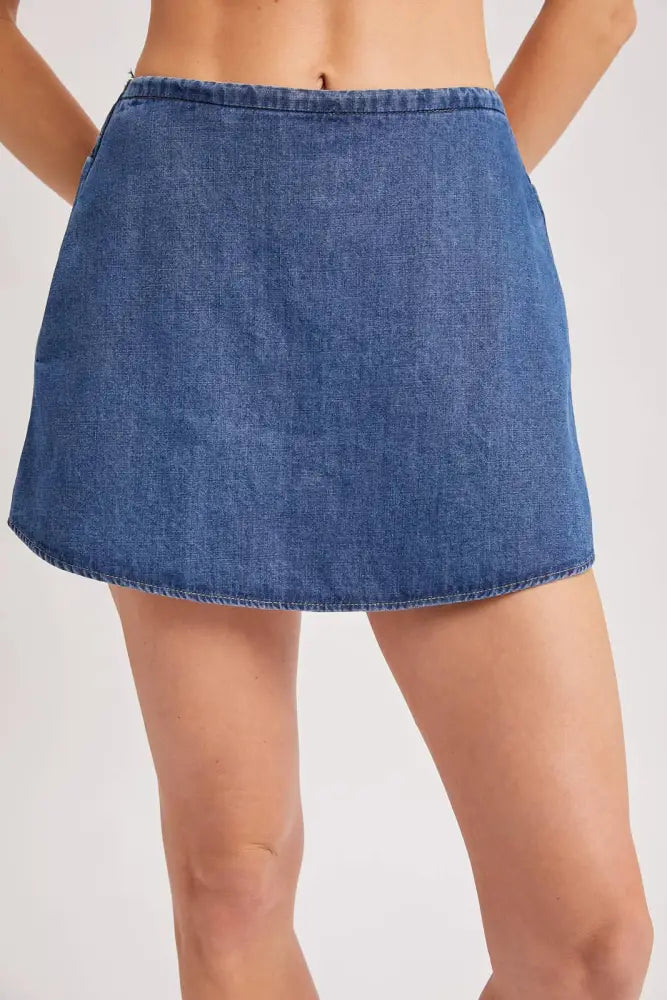 A-LINE SILHOUETTE DENIM SKORT: MED.WASH / L
