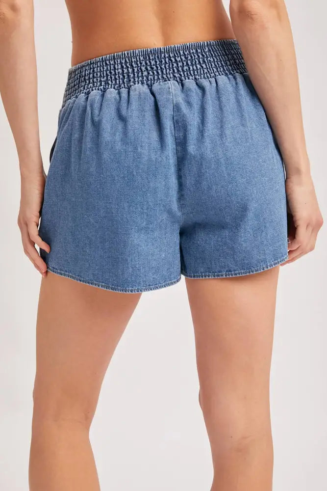 A-LINE SILHOUETTE DENIM SKORT: MED.WASH / S