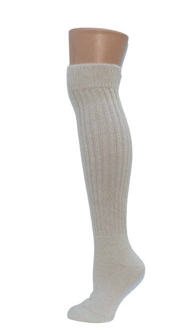 Knee-Hi Alpaca Socks: Beige / Large