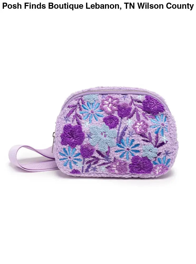 Adjustable Belt Bag - Blooming Flowers - Purple - Posh Finds
