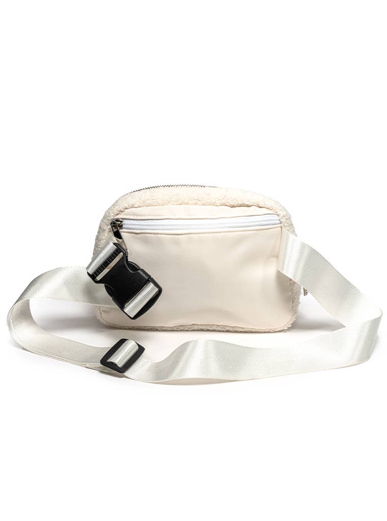 Adjustable Belt Bag - Spring Flowers in Bloom - White - Posh Finds