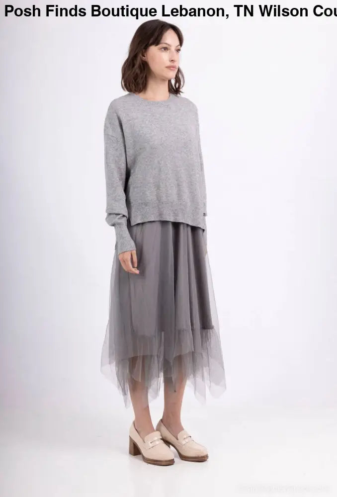 Asymmetric Fit Sweater & Dress Set: Grey - Posh Finds