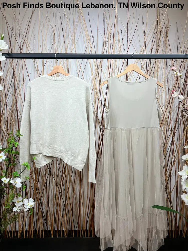 Asymmetric Fit Sweater & Dress Set: Grey - Posh Finds