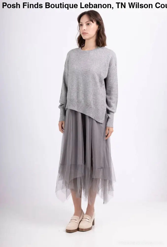 Asymmetric Fit Sweater & Dress Set: Grey - Posh Finds