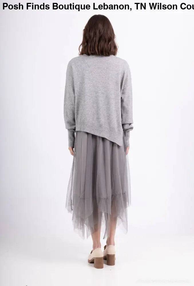 Asymmetric Fit Sweater & Dress Set: Grey - Posh Finds