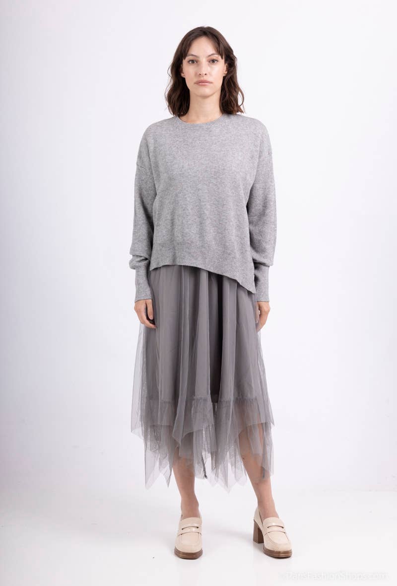 Asymmetric Fit Sweater & Dress Set: Grey - Posh Finds