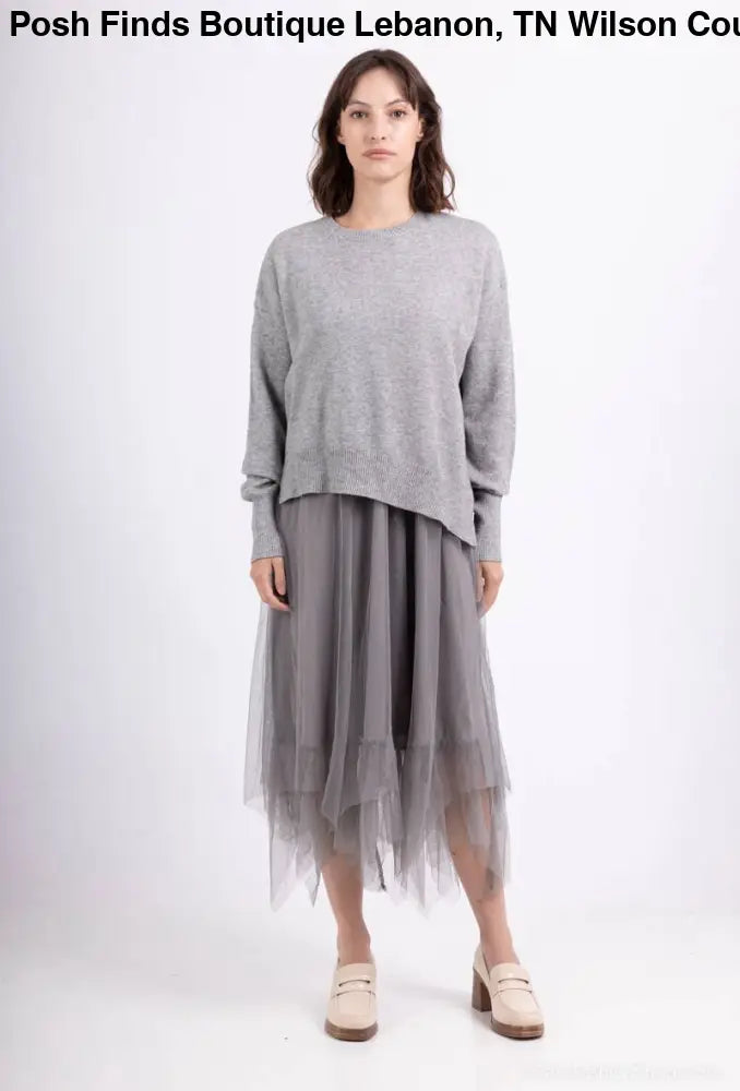 Asymmetric Fit Sweater & Dress Set: Grey - Posh Finds