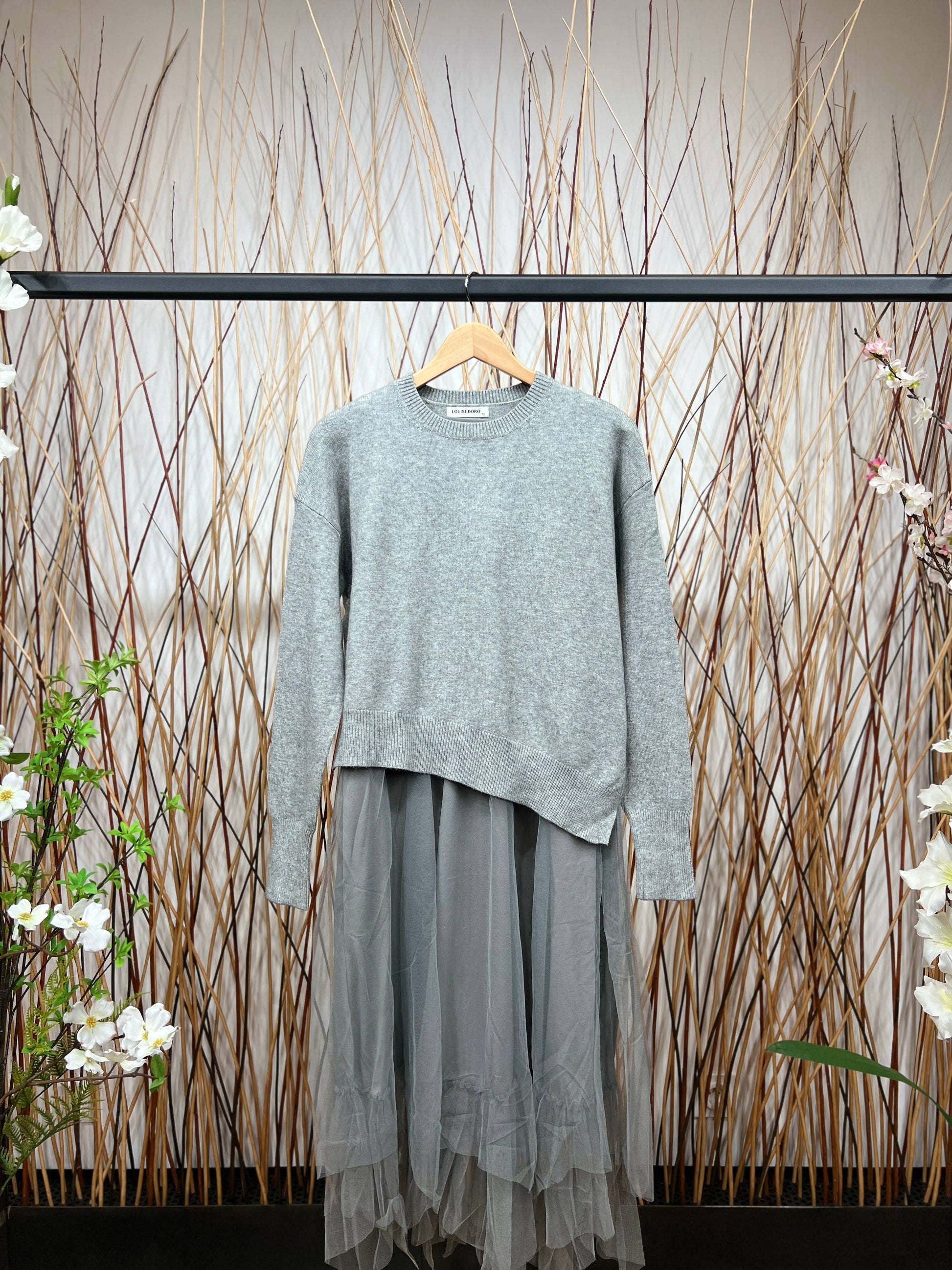 Asymmetric Fit Sweater & Dress Set: Grey - Posh Finds