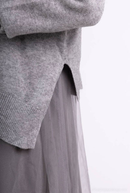 Asymmetric Fit Sweater & Dress Set: Grey