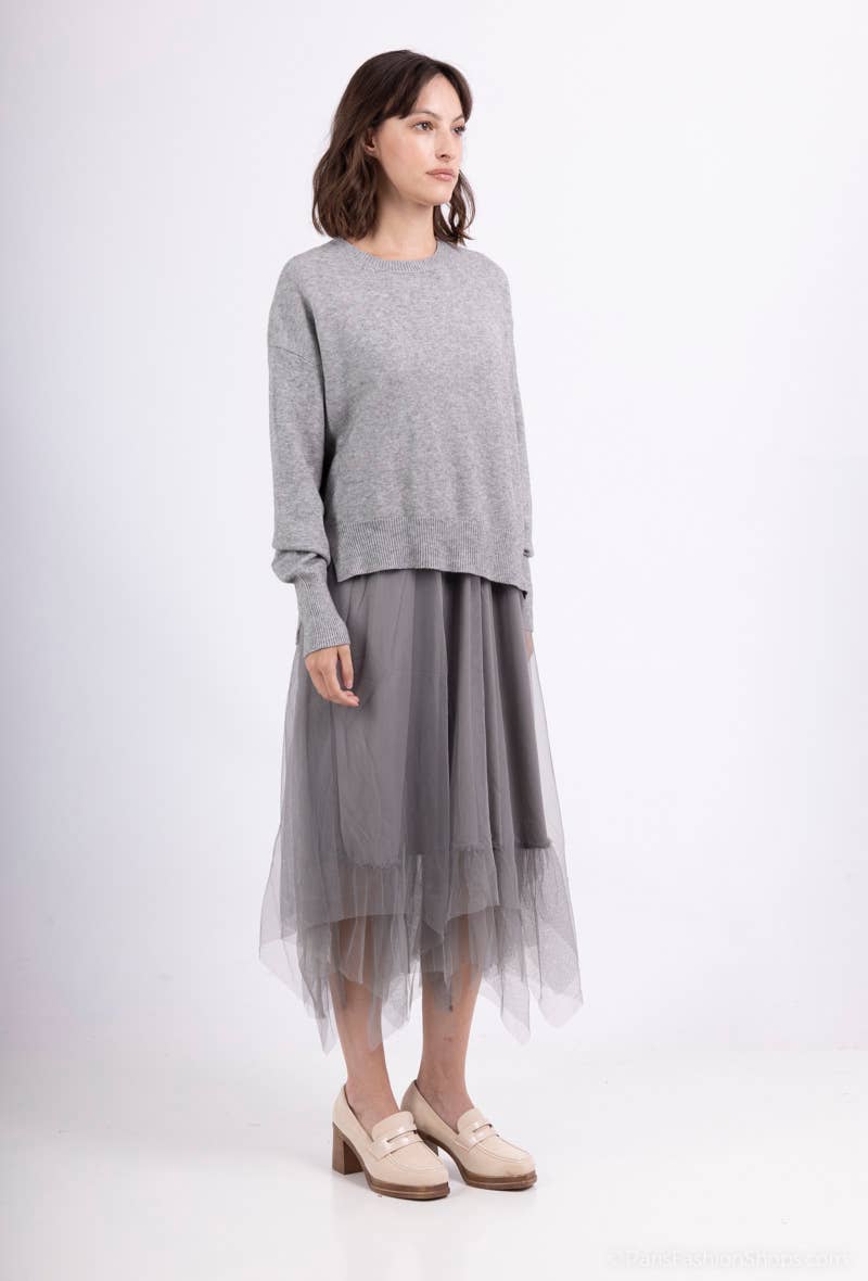 Asymmetric Fit Sweater & Dress Set: Grey