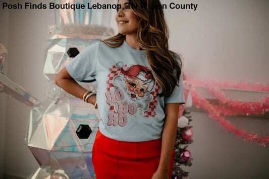 Baby Blue Retro Santa Tee - Posh Finds