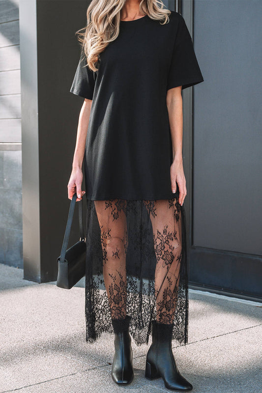 Black High Waist Lace Sandalwood Long dress - Women > Dresses
