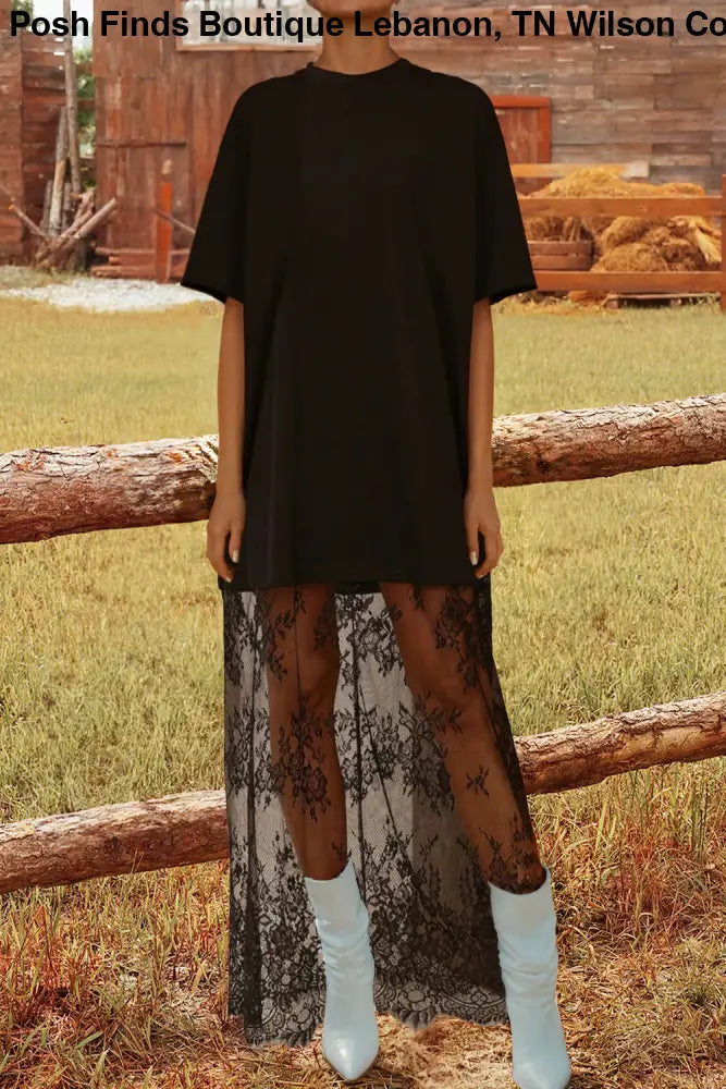 Black High Waist Lace Sandalwood Long dress - Women > Dresses
