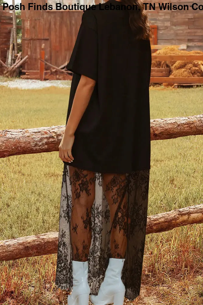Black High Waist Lace Sandalwood Long dress - Women > Dresses