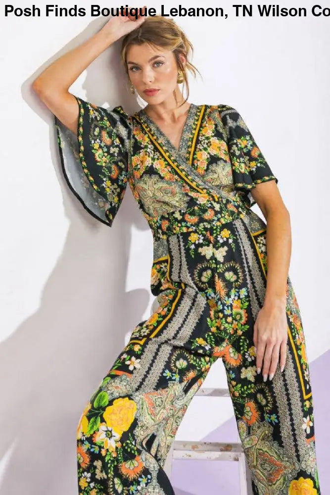 Black Printed Woven Jumpsuit - Women > Jumpsuits