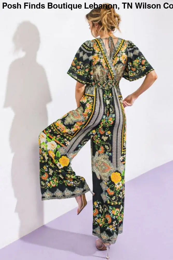 Black Printed Woven Jumpsuit - Women > Jumpsuits