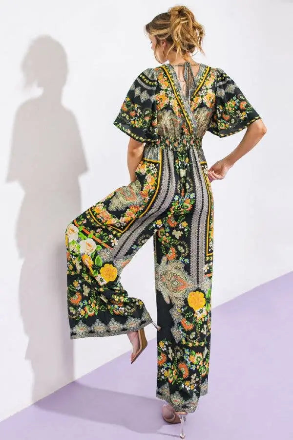 Black Printed Woven Jumpsuit - Women > Jumpsuits
