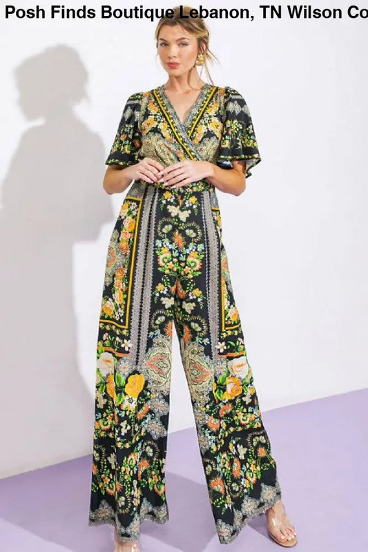 Black Printed Woven Jumpsuit - Women > Jumpsuits