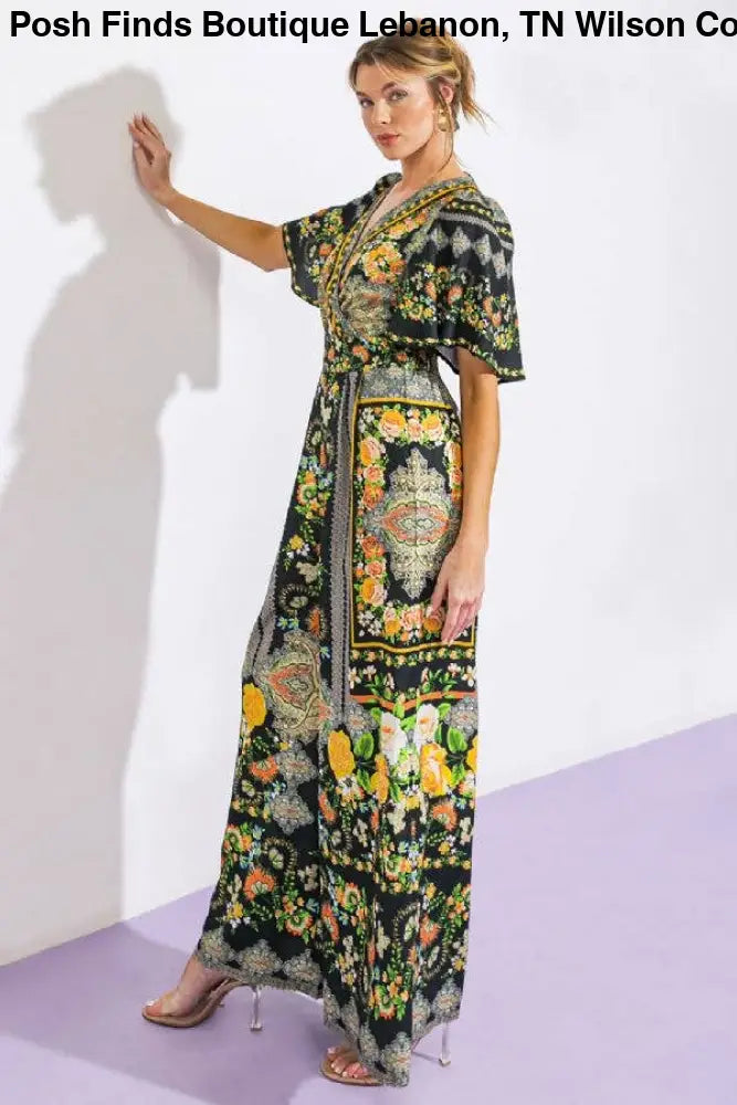 Black Printed Woven Jumpsuit - Women > Jumpsuits