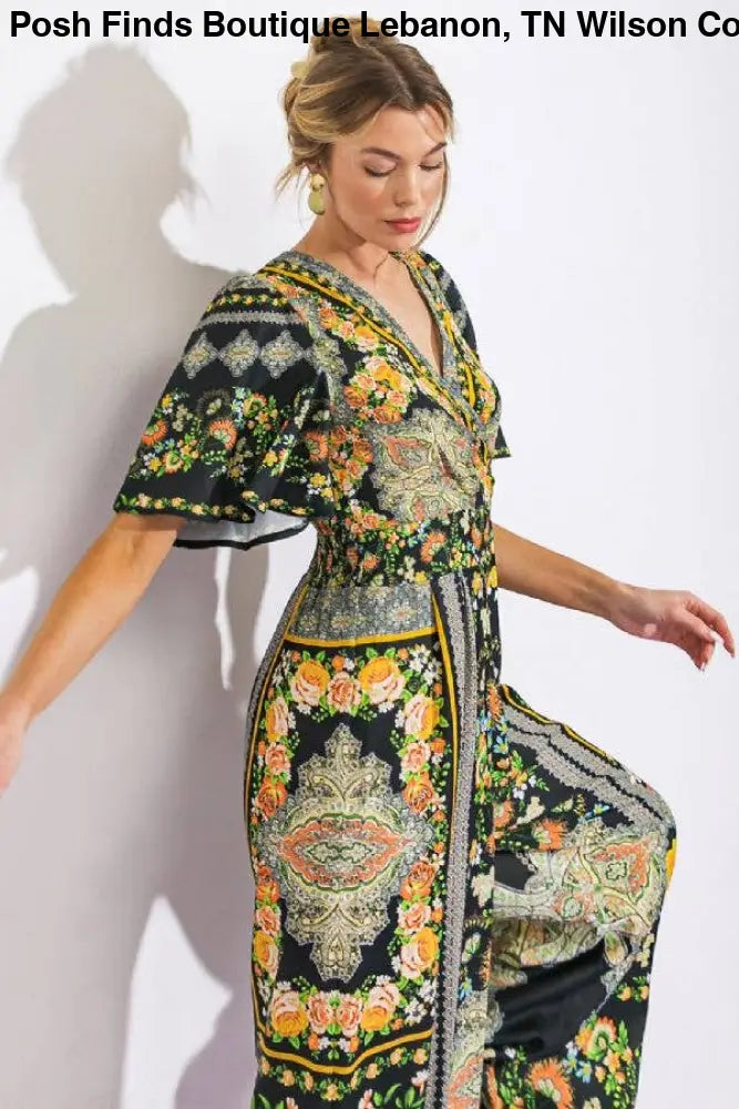 Black Printed Woven Jumpsuit - Women > Jumpsuits