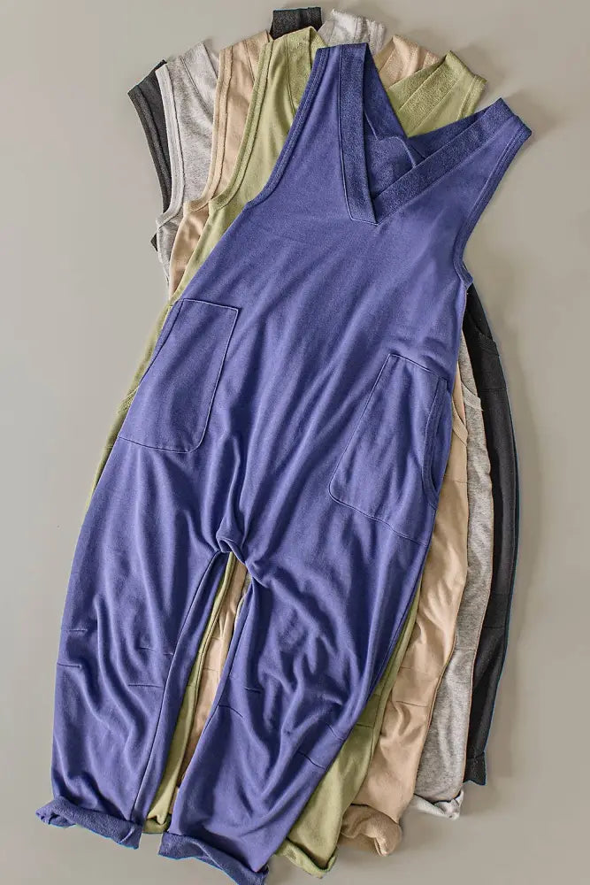 Blue Knit Baggy Jumpsuit - Women > Jumpsuits