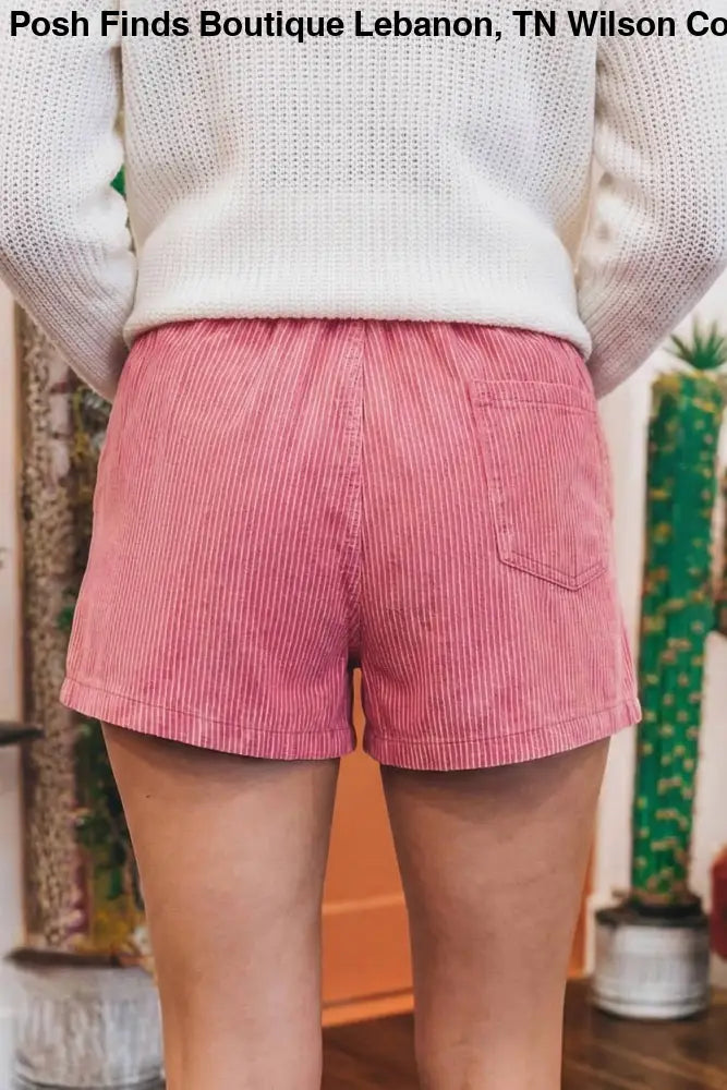 Blue Stripe Drawstring Elastic Waist Denim Shorts - Shorts