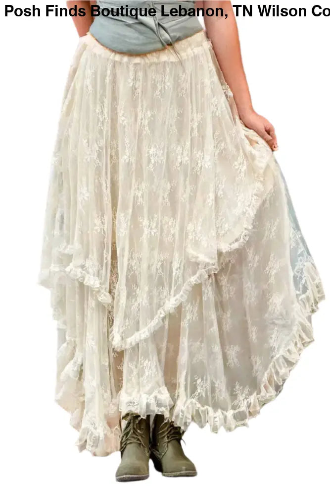 Boho Lace Cascading Tiered High Waist Maxi Skirt - Posh Finds