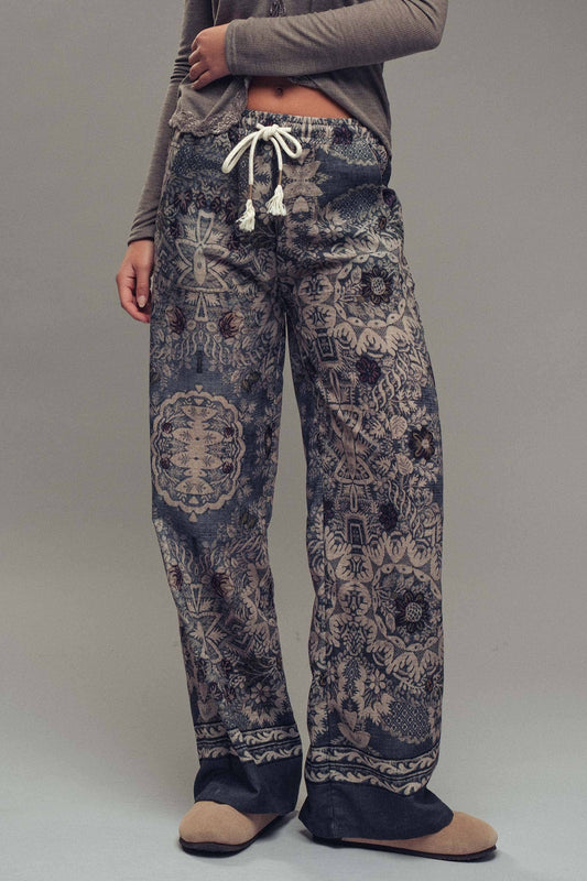 Boho Print Wide-Leg Lounge Pants - Posh Finds