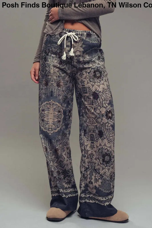 Boho Print Wide-Leg Lounge Pants - Posh Finds
