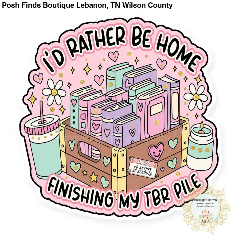 Book TBR Pile Bookstore Reader Vinyl Decal Sticker - Posh Finds
