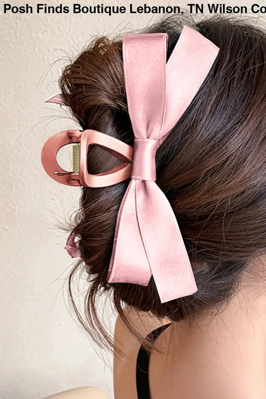 Bow Decor Large Hair Claw Clip: Pink - Posh Finds