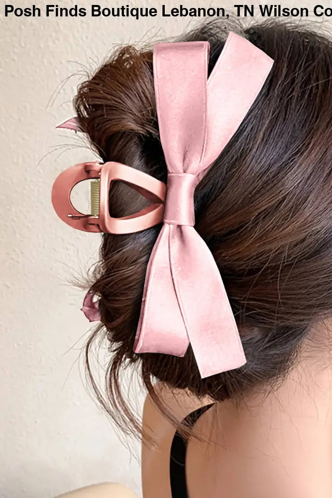 Bow Decor Large Hair Claw Clip: Pink - Posh Finds