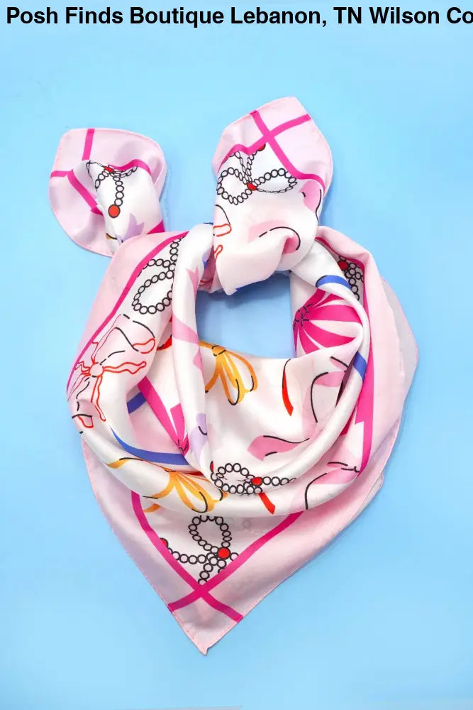 BOW PRINT SILKY FEEL BANDANA SCARF |: BOW - Posh Finds