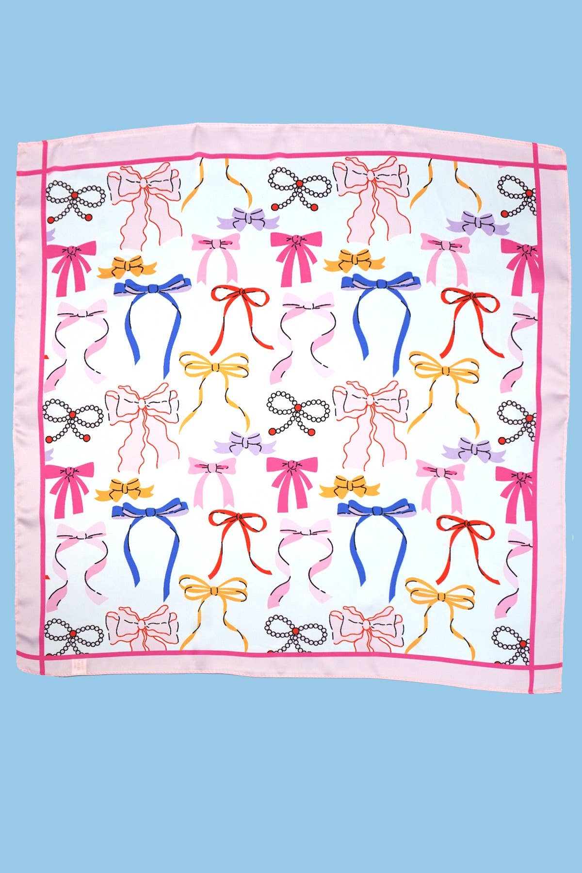 BOW PRINT SILKY FEEL BANDANA SCARF |: BOW - Posh Finds