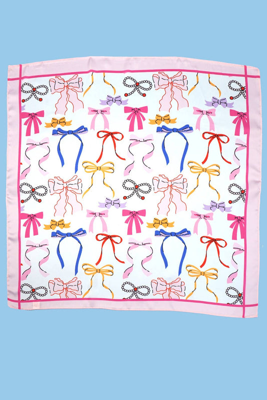 BOW PRINT SILKY FEEL BANDANA SCARF |: BOW - Posh Finds
