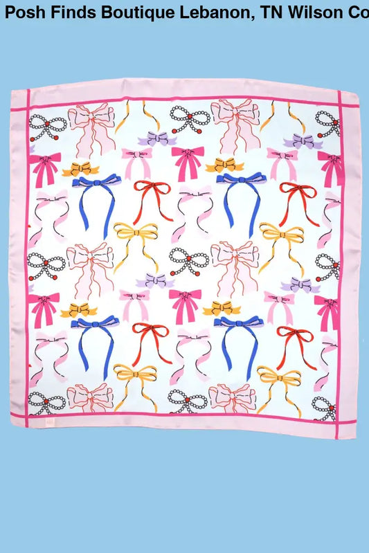 BOW PRINT SILKY FEEL BANDANA SCARF |: BOW - Posh Finds