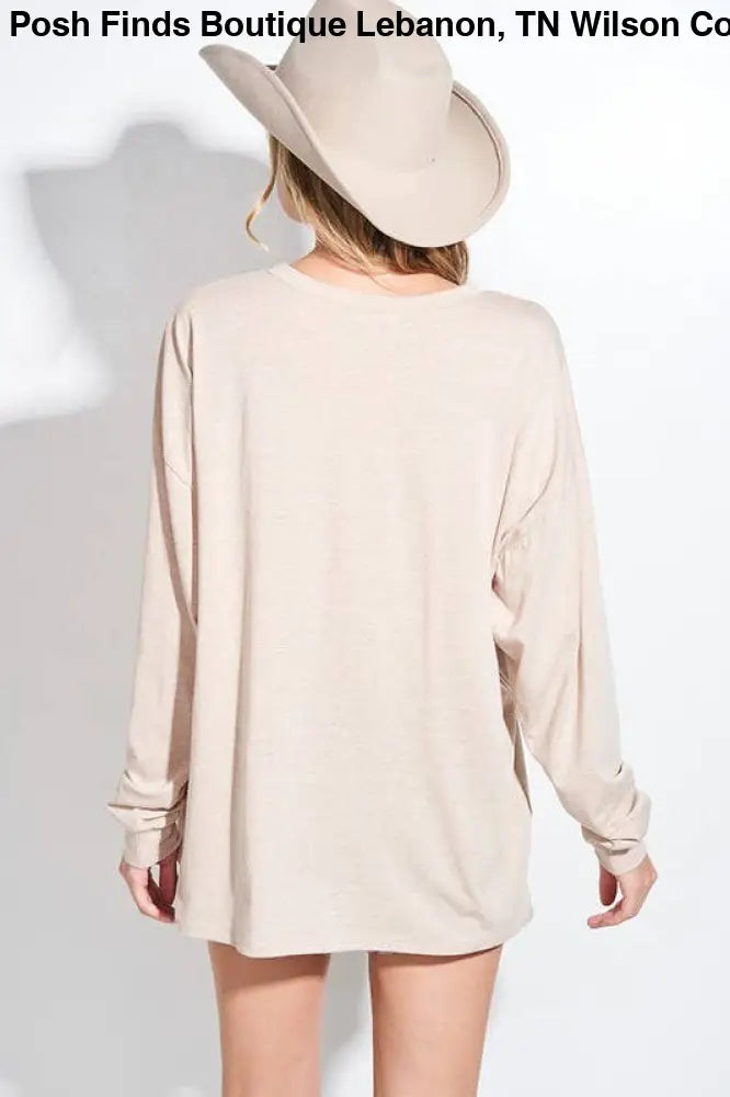 Bow Print Tri Blend Oversized Top: IVORY - Posh Finds