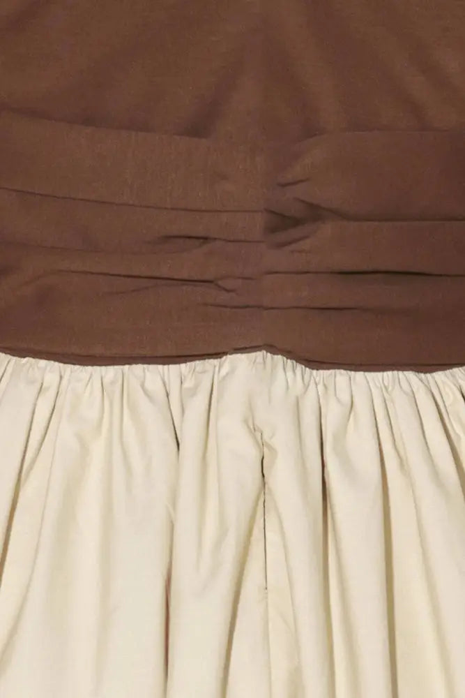 Brown Tan Solid Midi Dress - Women > Dresses