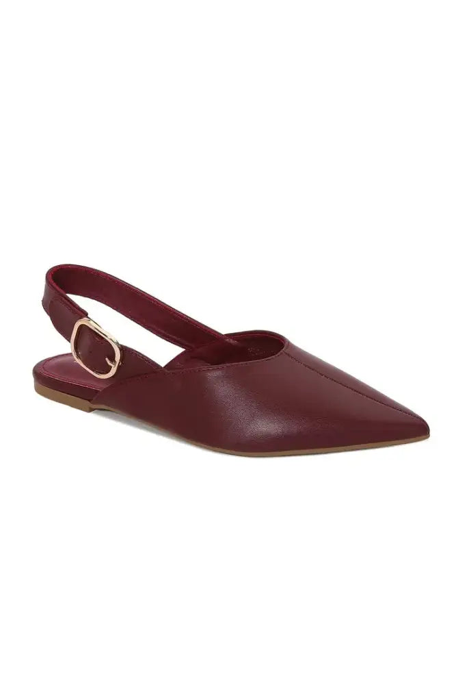 BS-YOLLANDA - Pointed Toe Slingback Flat: Wine / 12BB: 6(1)-6.5(1)- 7(1)-7.5(1)-8(1)-8.5(2)-9(2)-10(2)-11(1)